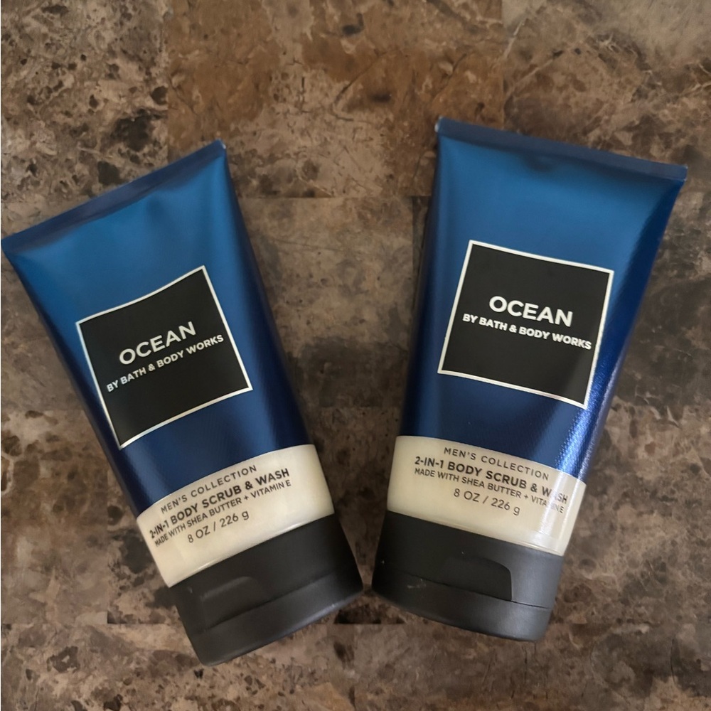 Ocean by Bath & Body Works 2 in 1 Body Scrub & Wash 8oz each USED Bodycare
